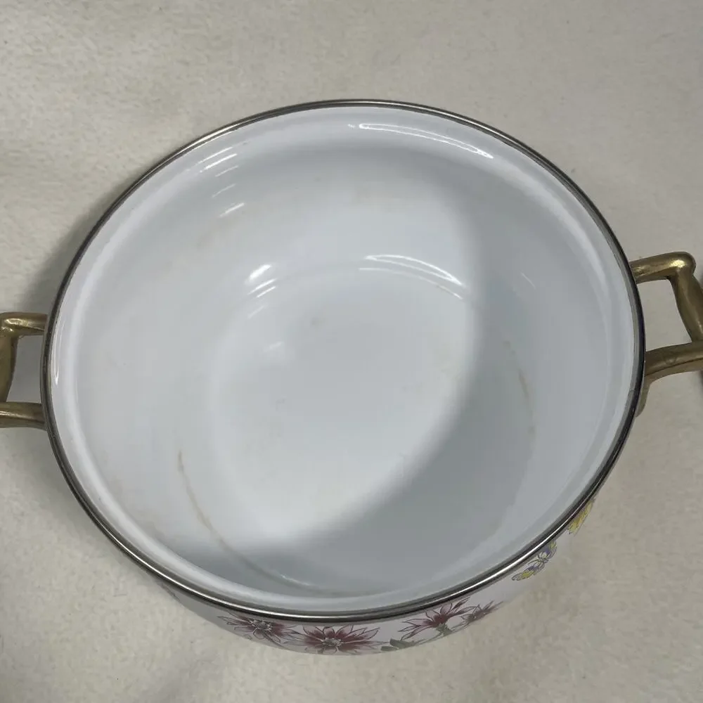 1980s Regency Club Cooks Corner 2 Handled Enamelware Soup Casserole w/Lid 3 Qt